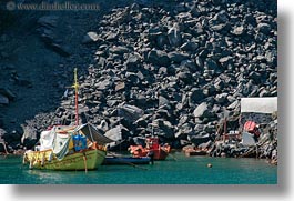 boats, caldron, europe, greece, greek, horizontal, santorini, yellow, photograph