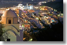 churches, cityscapes, europe, greece, horizontal, long exposure, nite, santorini, towns, photograph