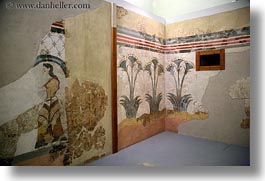 ancient, arts, europe, frescoes, greece, greek, horizontal, paintings, santorini, photograph