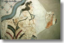 ancient, arts, breasts, europe, frescoes, greece, greek, horizontal, paintings, people, santorini, womens, photograph