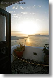 balconies, doors, europe, greece, santorini, scenics, sunsets, vertical, photograph