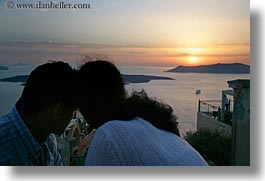 conceptual, couples, europe, greece, horizontal, nature, romantic, santorini, scenics, sky, sun, sunsets, viewing, photograph