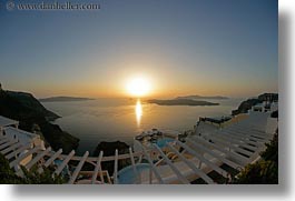 europe, fisheye lens, greece, horizontal, nature, ocean, santorini, scenics, sky, sun, sunsets, photograph