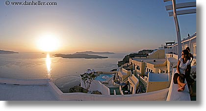 europe, fisheye lens, greece, horizontal, nature, panoramic, santorini, scenics, sky, sun, sunsets, watching, womens, photograph