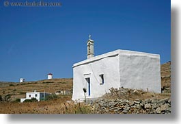 bell towers, buildings, churches, crosses, europe, greece, horizontal, structures, tinos, white wash, photograph