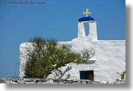 bell towers, churches, crosses, europe, greece, horizontal, tinos, white wash, photograph