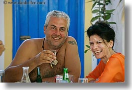 emotions, europe, greece, horizontal, kostas, laugh, men, oranges, people, smiles, tattoo, tourists, womens, photograph