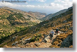 europe, greece, groups, hiking, horizontal, tourists, photograph