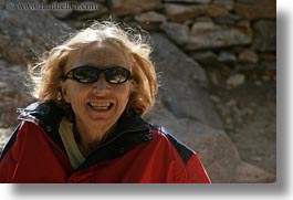 blonds, clothes, emotions, europe, eve, greece, horizontal, people, red, senior citizen, smiles, sunglasses, ted eve, tourists, photograph