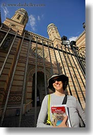 brunette, budapest, clothes, emotions, europe, groups, guides, hair, hats, hungary, lori, people, smiles, sunglasses, synagogue, vertical, womens, photograph