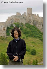 brunette, castles, colors, emotions, europe, green, groups, hair, hungary, lori, people, smiles, spis, vertical, womens, photograph
