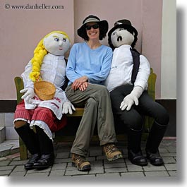 brunette, clothes, dolls, emotions, europe, groups, hair, hats, hungary, lori, people, smiles, square format, stuff, sunglasses, womens, photograph