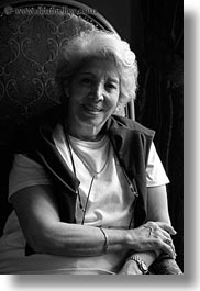 black and white, content, emotions, europe, gray, groups, hair, happy, hungary, people, seated, senior citizen, vertical, womens, yona, yona davis, photograph
