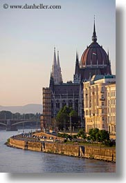 budapest, buildings, domes, europe, hungary, parliament, rivers, structures, vertical, views, photograph