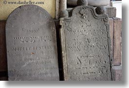 budapest, buildings, cemetary, europe, graves, headstones, hebrew, horizontal, hungary, language, synagogue, photograph