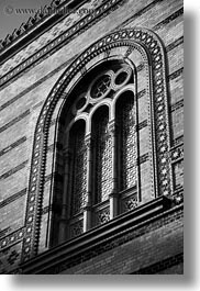 archways, black and white, budapest, buildings, europe, exteriors, hungary, structures, synagogue, vertical, windows, photograph