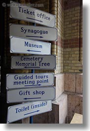 budapest, buildings, directional, europe, hungary, jewish, religious, signs, synagogue, vertical, photograph