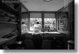 images/Europe/Hungary/Budapest/Buildings/Synagogue/Misc/woman-at-ticket-booth-bw.jpg