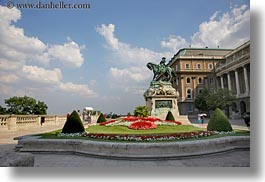 bronze, budapest, castle hill, europe, gardens, horizontal, horses, hungary, materials, meusum, statues, photograph