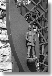 black and white, budapest, castle hill, europe, gates, handle, hungary, irons, vertical, photograph