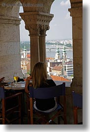 archways, budapest, castle hill, cityscapes, europe, hungary, structures, vertical, viewing, womens, photograph