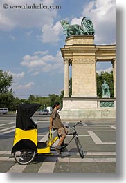 arts, bronze, budapest, chariots, clouds, dual, europe, heroes square, hungary, landmarks, materials, monument, nature, sky, transportation, vertical, photograph