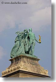 arts, bronze, budapest, clouds, europe, heroes square, hungary, landmarks, materials, monument, statues, unknown, vertical, photograph