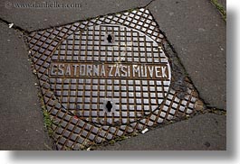 budapest, covers, europe, horizontal, hungary, irons, manhole covers, manholes, materials, photograph