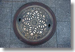 budapest, covers, europe, horizontal, hungary, irons, manhole covers, manholes, materials, photograph