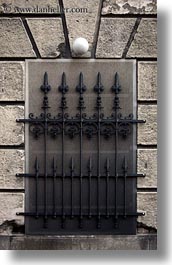 budapest, europe, faux, gates, hungary, vertical, windows, photograph