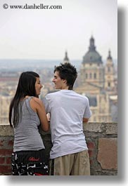 budapest, cityscapes, conceptual, couples, emotions, europe, hungary, men, overlooking, people, romantic, smiles, vertical, womens, photograph