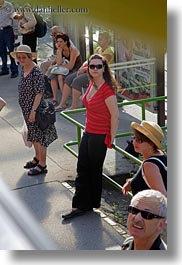 breasts, brunette, budapest, clothes, europe, hair, hungary, people, red, sunglasses, vertical, womens, photograph