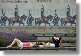 budapest, down, europe, horizontal, hungary, lying, people, womens, photograph