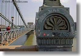 bridge, budapest, europe, horizontal, hungary, lamp posts, structures, szechenyi chain bridge, photograph