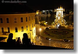 bridge, budapest, europe, horizontal, hungary, nite, people, structures, szechenyi chain bridge, viewing, photograph