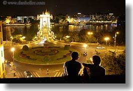 bridge, budapest, europe, horizontal, hungary, nite, people, structures, szechenyi chain bridge, viewing, photograph