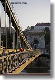 across, bridge, budapest, europe, hungary, people, structures, szechenyi chain bridge, vertical, walking, photograph