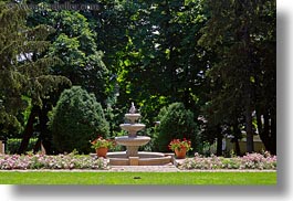 europe, fountains, gardens, grof degenfeld castle hotel, horizontal, hungary, photograph