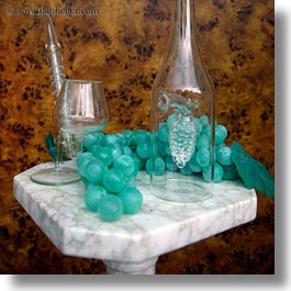 arts, europe, glasses, grapes, hungary, marble, square format, tables, tarcal, wines, photograph