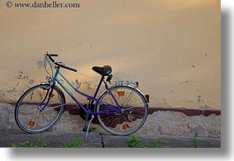 bicycles, bikes, europe, horizontal, hungary, purple, tarcal, walls, yellow, photograph