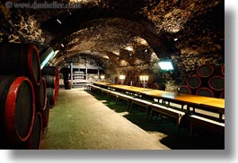 barrels, caves, europe, horizontal, hungary, long exposure, rakoczi wine cellar, tables, tarcal, photograph