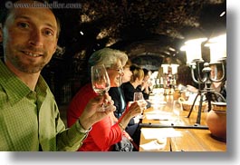 europe, glasses, horizontal, hungary, rakoczi wine cellar, ron, smiling, tarcal, wines, photograph