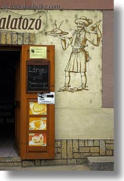 europe, foods, hungary, murals, signs, tarcal, vertical, photograph