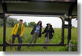 emotions, europe, frames, hikers, horizontal, hungary, people, smiles, tokaj hills, windows, photograph