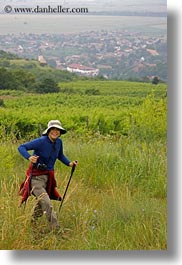 clothes, emotions, europe, fields, hats, hikers, hiking, hungary, people, smiles, tokaj hills, vertical, photograph