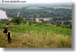 europe, hikers, horizontal, hungary, overlooking, people, tokaj hills, towns, photograph