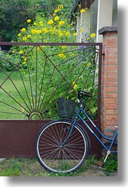 bicycles, blues, europe, gates, hungary, tokaj hills, vertical, photograph