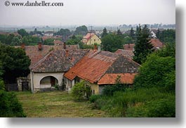 europe, horizontal, houses, hungary, red, roofs, scenics, tiles, tokaj hills, photograph