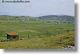 connaught, connemara, europe, horizontal, inishbofin, ireland, irish, landscapes, mayo county, red, roofs, western ireland, photograph