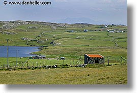 connaught, connemara, europe, horizontal, inishbofin, ireland, irish, landscapes, mayo county, red, roofs, western ireland, photograph